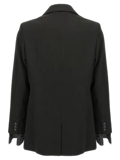 Martine Rose Striped Blazer Buttoned Cuffs In Black