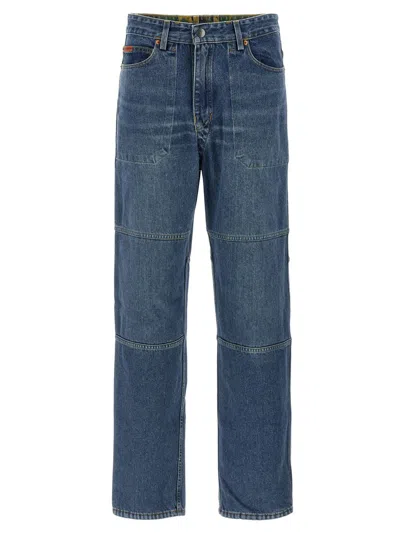 Martine Rose Reversible Camo Jeans Rivet Detailing In Blue