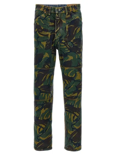 Martine Rose Reversible Camo Jeans Rivet Detailing In Blue