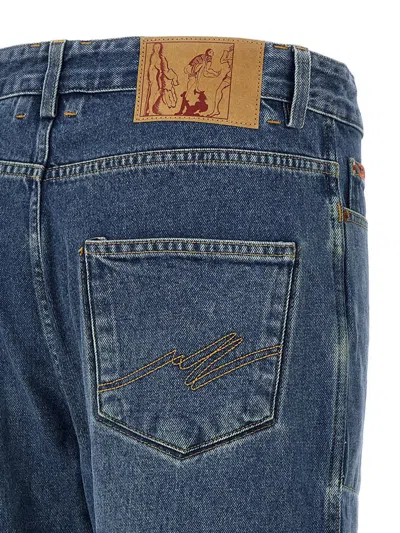 Martine Rose Reversible Camo Jeans Rivet Detailing In Blue