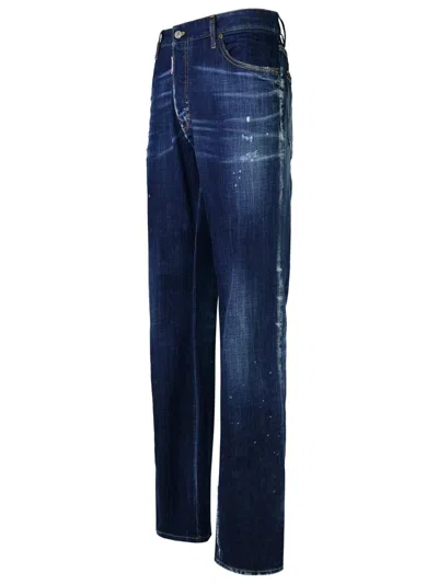 Dsquared2 Distressed Bob Denims With Dark Wash In Blue