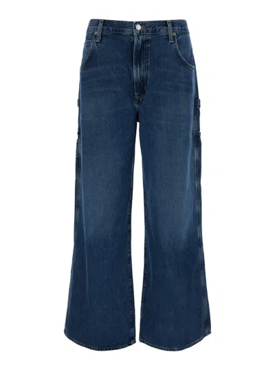 Agolde Blue Wide Jeans With Patch Pockets In Blue