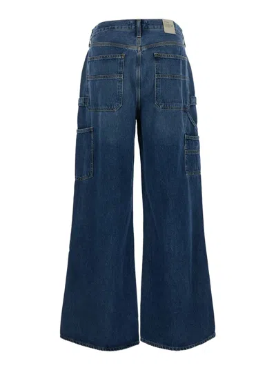 Agolde Blue Wide Jeans With Patch Pockets In Blue