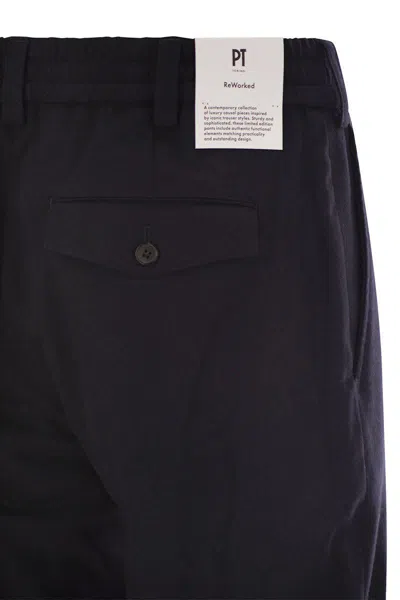 Pt Torino Blue Virgin Wool And Cashmere Trouser In Blue