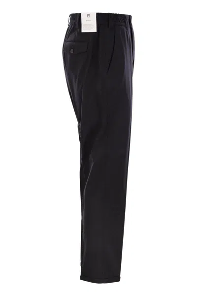Pt Torino Blue Virgin Wool And Cashmere Trouser In Blue