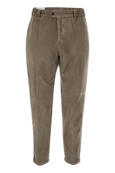 Pt Torino Lyocell Blend Pleated Trousers With Elastic Waist In Beige