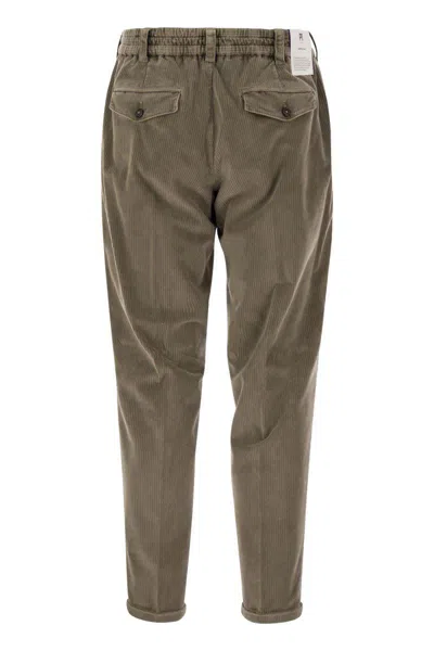 Pt Torino Lyocell Blend Pleated Trousers With Elastic Waist In Beige