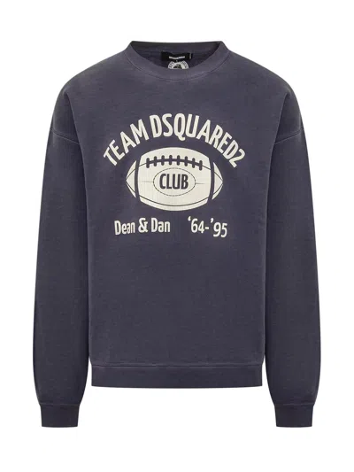Dsquared2 Crew Neck Graphic Print Sweatshirt In Blue
