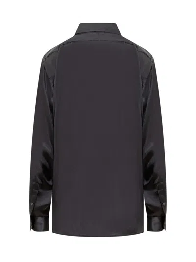 Tom Ford Silk Shirt With Pleated Detail In Black