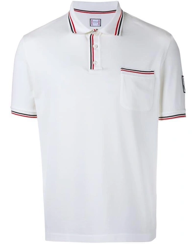 Shop Moncler Polo Shirt With Striped Trim