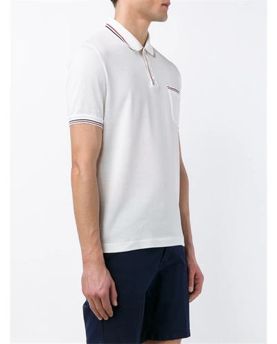 Shop Moncler Polo Shirt With Striped Trim