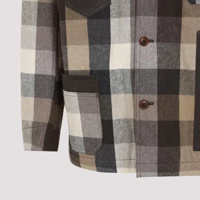 Junya Watanabe Long-sleeved Checked Shirt In Black