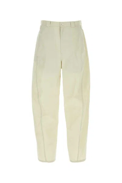 Lemaire Pant Cotton Blend Straight Leg In Beige O Tan
