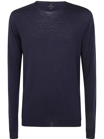 Md75 Classic Round Neck Pullover In Blue