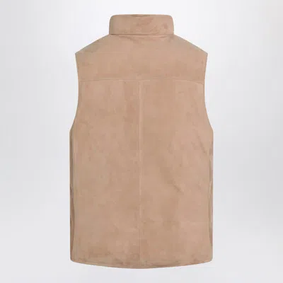 Brunello Cucinelli Beige Suede Waistcoat In Brown