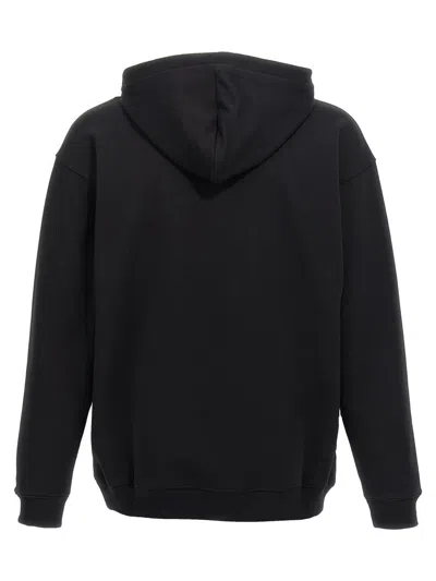 Moschino Black Logo Print Hoodie In White/black