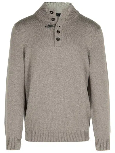 Fay Beige Virgin Wool Turtleneck Sweater Man In Beige
