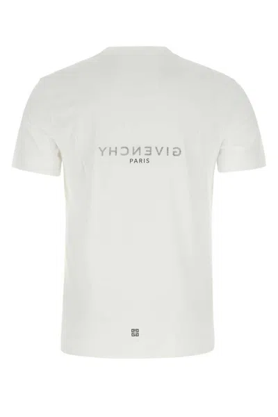 Givenchy White Crewneck T-shirt With Logo Print In Cotton Man In Black