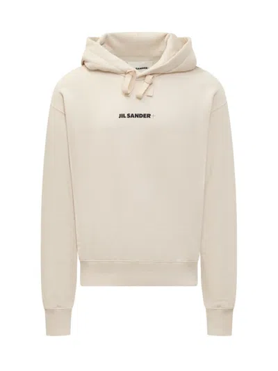 Jil Sander Hoodie With Logo Print In White