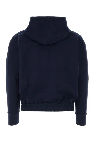 Saint Laurent Black Cotton Sweatshirt In Blue