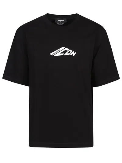 Dsquared2 Black T-shirt With Contrasting Icon Print In Black