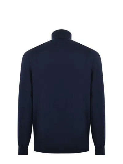 Polo Ralph Lauren Refined Turtleneck Sweater In Deep Navy Wool In Blue