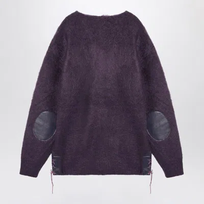 Needles Viola Mohair Cardigan Elbow Patches In Purple