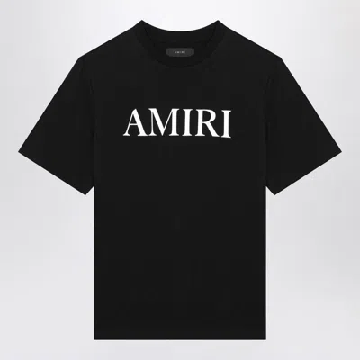 Amiri Black Crewneck T-shirt With Logo Lettering Print On The Front In Cotton Man In Black