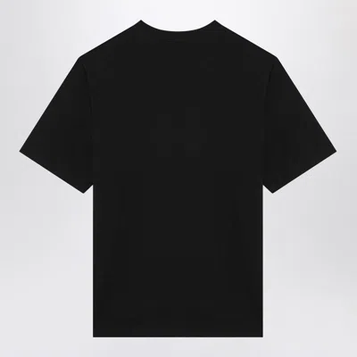 Amiri Black Crewneck T-shirt With Logo Lettering Print On The Front In Cotton Man In Black
