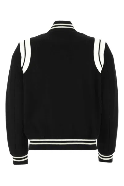Saint Laurent Men Teddy Varsity Bomber Jacket In Black