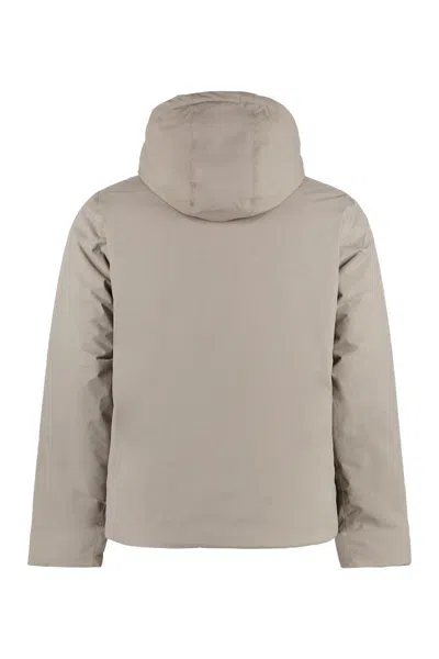 K-way Nylon Jacket With Hood And Drawstrings In Beige