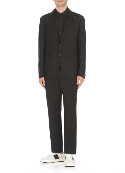 Tagliatore Blue Virgin Wool Tuxedo Suit In Black