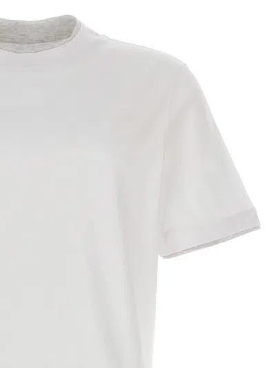Brunello Cucinelli Double Layer Cotton T-shirt With Crewneck Design In White
