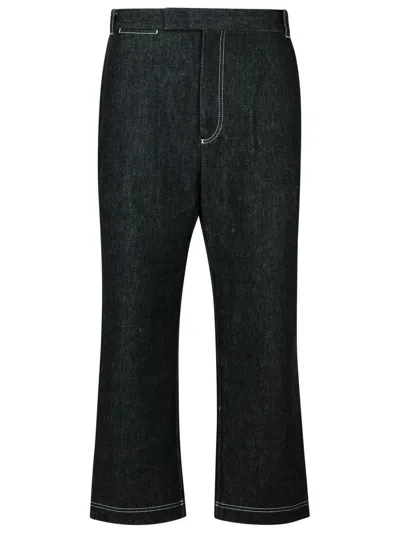Thom Browne Mens Black Logo-tab Straight-leg Denim Jeans In Black