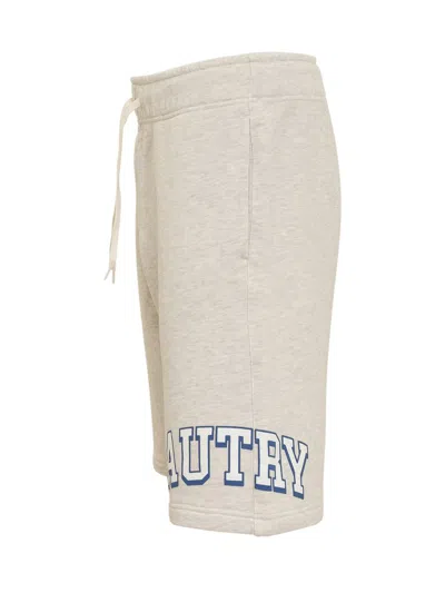 Autry Logo Printed Drawstring Shorts In Grey