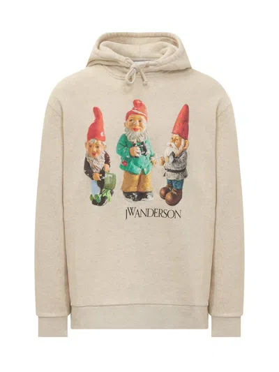 Jw Anderson Gnome Trio Cotton Hoodie In Beige