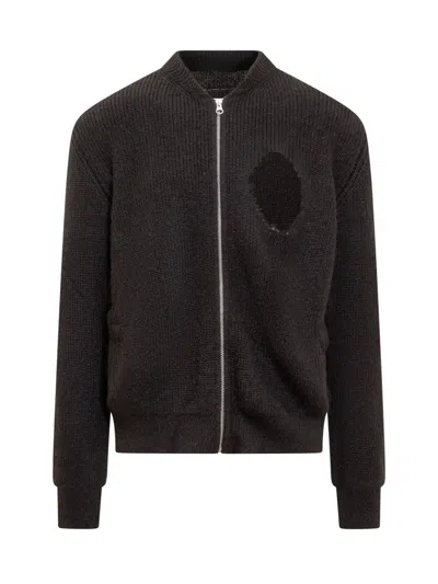 Mm6 Maison Margiela Cotton Blend Sweatshirt With Frontal Cut-out Detail In Black