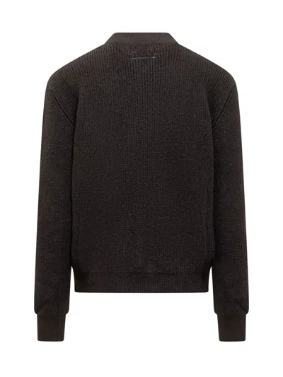 Mm6 Maison Margiela Cotton Blend Sweatshirt With Frontal Cut-out Detail In Black