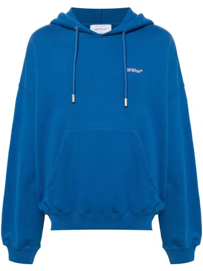 Off-white Blue Printed Hoodie In True Blue