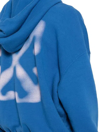 Off-white Blue Printed Hoodie In True Blue