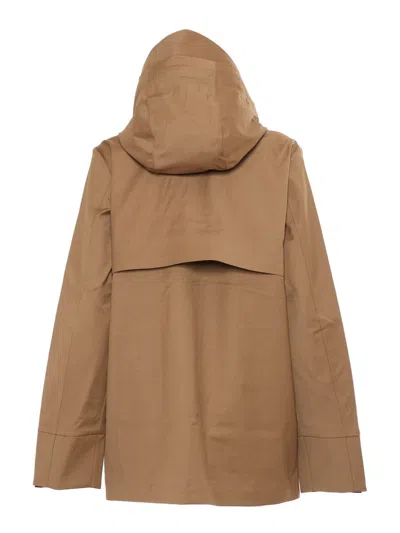 K-way K Way Erhal Tech Wool Blend Hooded Jacket In Brown