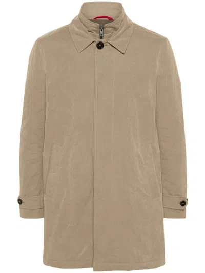 Fay Morning Coat With Belted Cuffs And High Neck In Brown