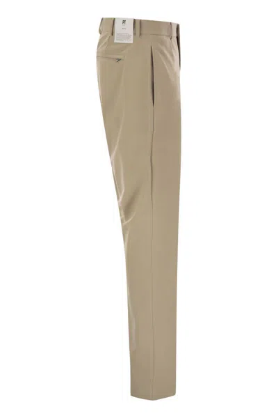 Pt Torino Epsilon Trousers In Technical Fabric In Light Beige
