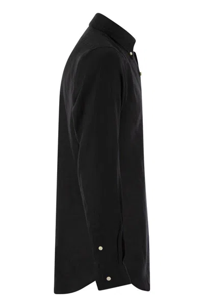 Polo Ralph Lauren Black Shirt With Button-down Collar And Pony Embroidery On The Front In Black