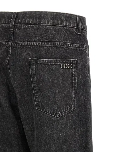 Dolce & Gabbana Wide Leg Jeans With Front And Back Pockets In Multicolor