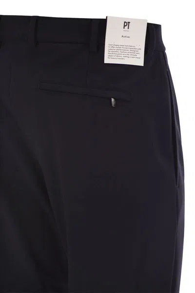 Pt Torino Epsilon Trousers In Technical Fabric In Navy