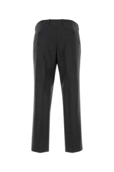 Prada Wool Trousers With Back Pockets And Belt Loops In Grey