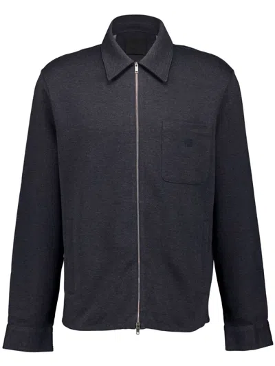 Givenchy Camicia Con Zip In Tessuto Garzato Colore: Graffite In Grey
