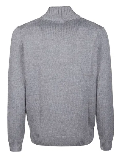 Fay Button-placket Virgin Wool Jumper In Grey