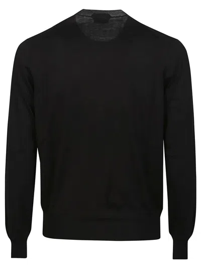 Tom Ford Round Collar Long Sleeve Sweater In Black